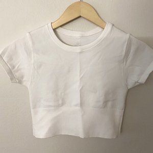 Offline by Aerie Crop Workout Tee White - XS